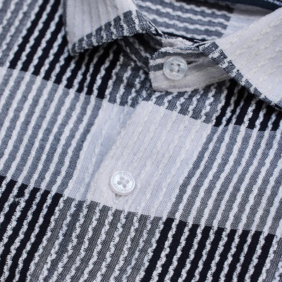 White Textured Checks Slim Fit Shirt