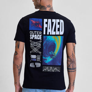Fazed Black Graphic Print Slim Fit T-Shirt