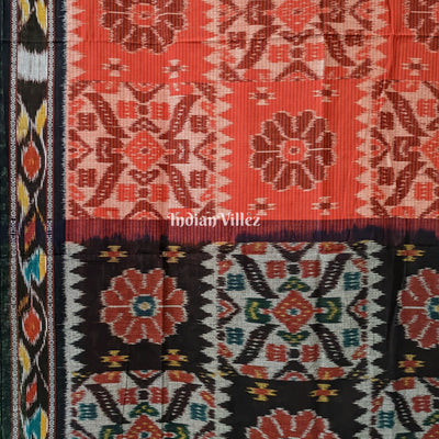 Red Black Maniabandha Odisha Ikat Cotton Saree
