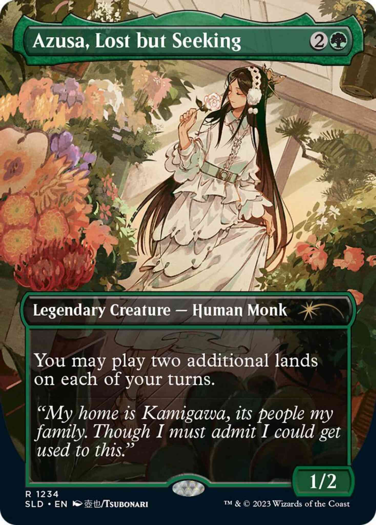 Azusa, Lost but Seeking [1234] [Borderless] [City Styles] [Secret Lair Drop] [Non-Foil]