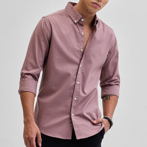 Mauve Solid Oxford Shirt