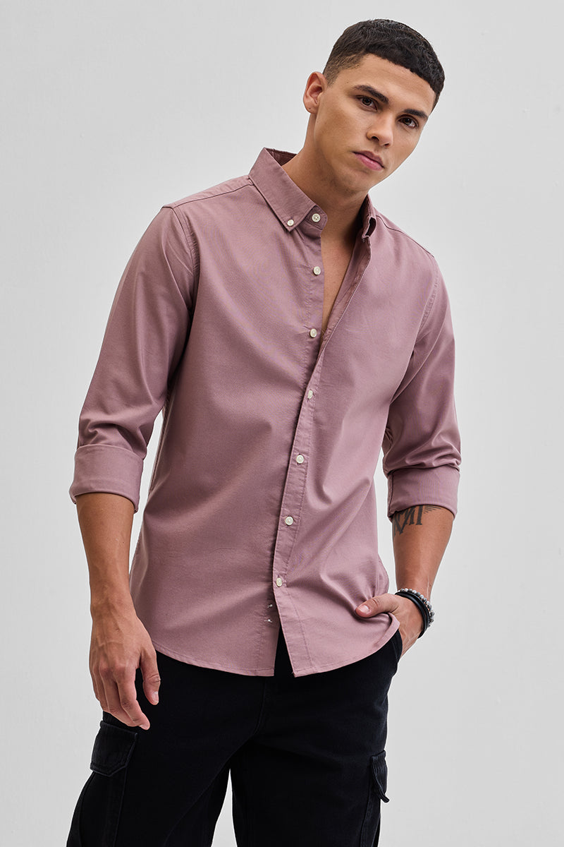 Mauve Solid Oxford Shirt