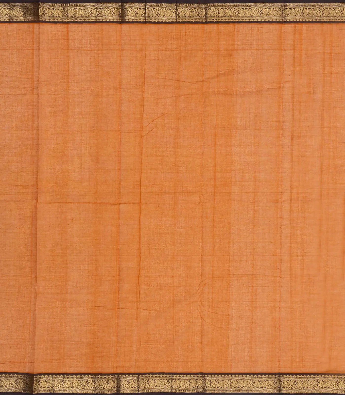 Mustard Handloom Kanchi Cotton Saree With Checks & Chakaram Motifs.