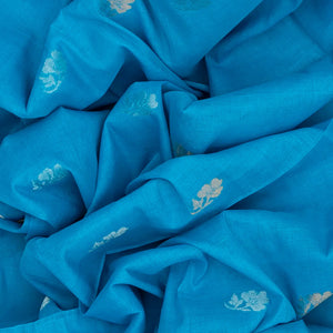 Cyan Handloom Venkatagiri Cotton Saree With Floral Motifs