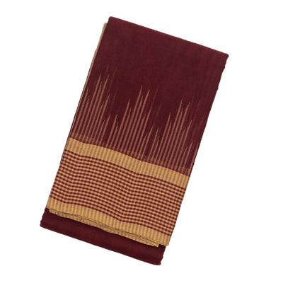 Maroon Handloom Rasipuram Cotton Saree With Checked Border