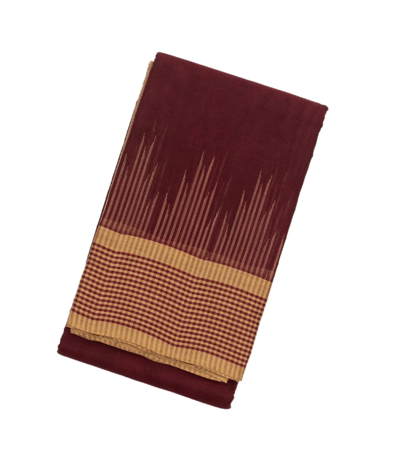 Maroon Handloom Rasipuram Cotton Saree With Checked Border