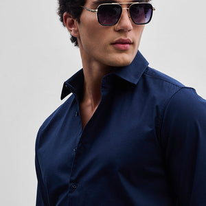 Dark Blue Stretchable Slim Fit Shirt