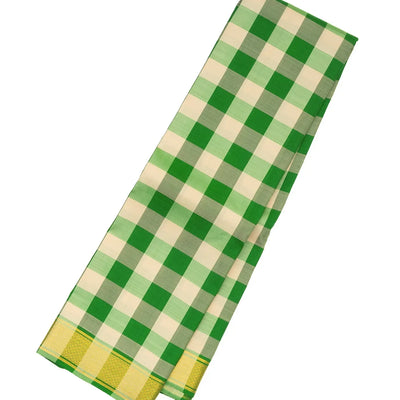 Green Handloom Kanchipuram Silk Saree With Checks