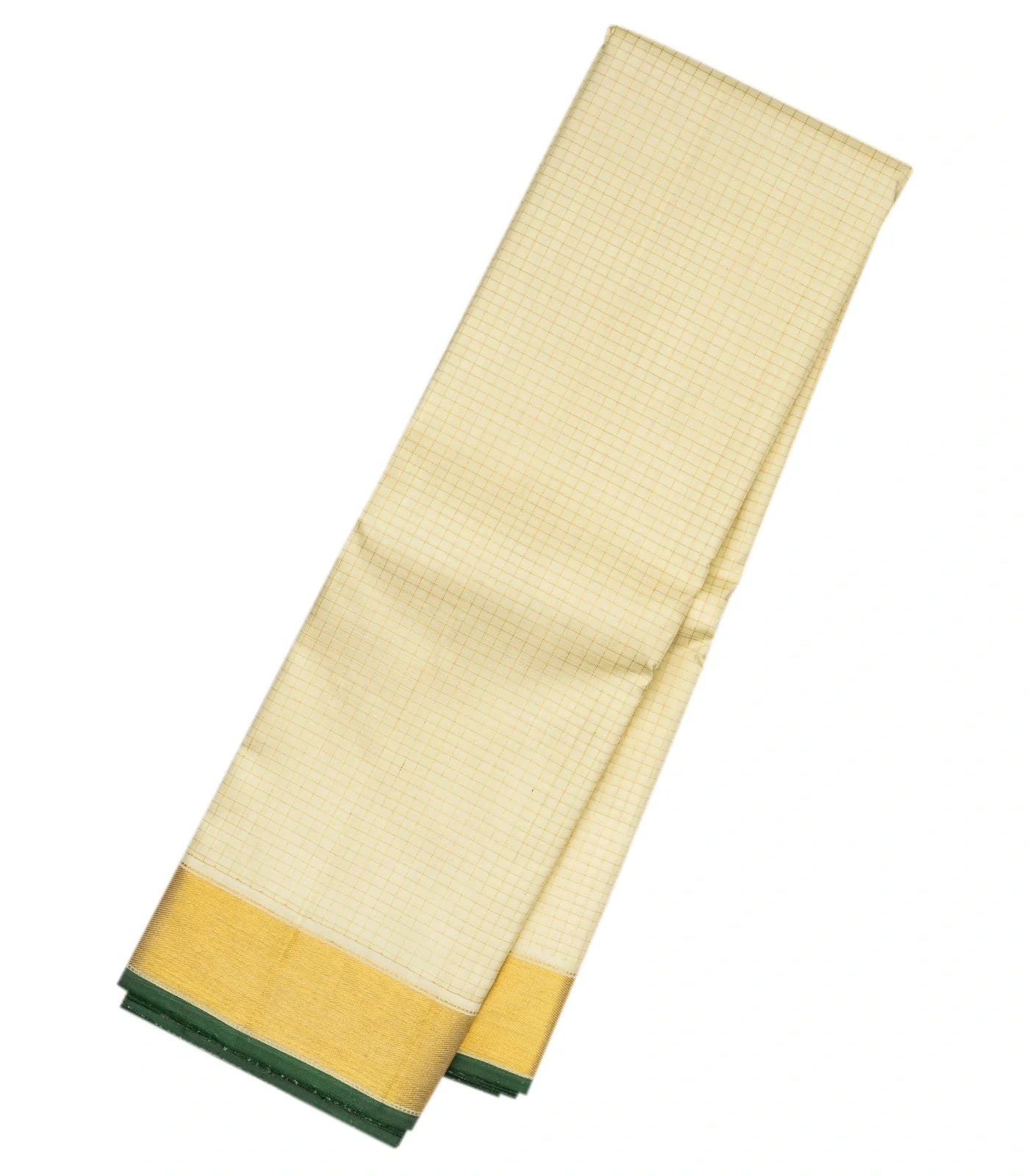 Off White Handloom Kanchipuram Silk Saree With Checks