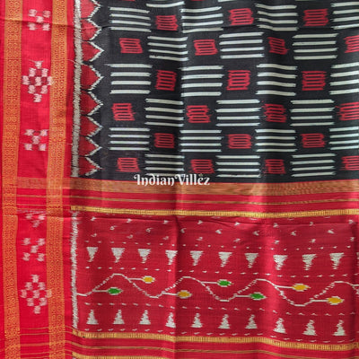 Black Red Border Pasapali Khandua Silk Saree