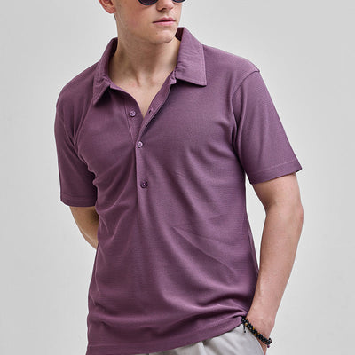 Purple Textured Polo T-Shirt