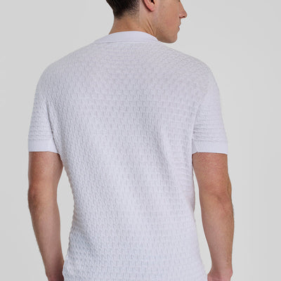 White Zipper Knitted Polo T-Shirt