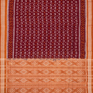 Crimson Handloom Orissa Cotton Saree With Tie & Dye Motifs