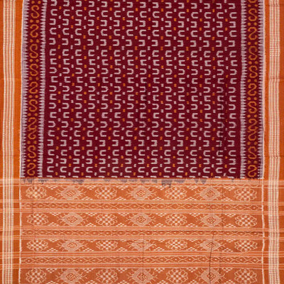 Crimson Handloom Orissa Cotton Saree With Tie & Dye Motifs