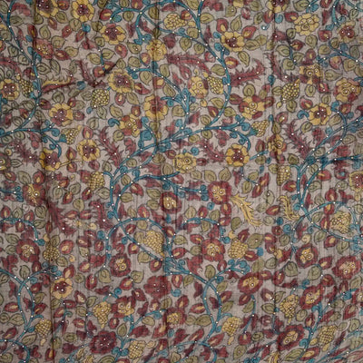 Red Handloom Tussar Silk Saree With Embroidered Stripes