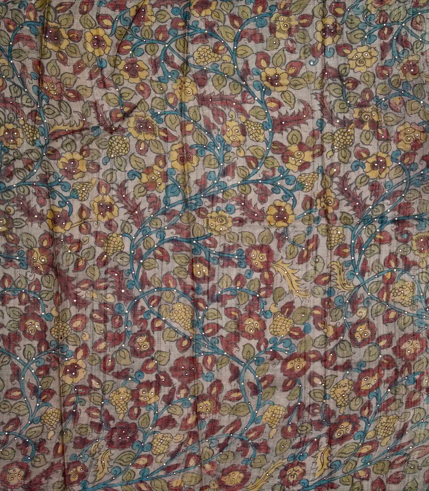 Red Handloom Tussar Silk Saree With Embroidered Stripes