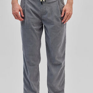 Light Grey Corduroy Relaxed Fit Trousers