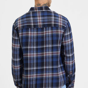 Navy Flannel Checks Relaxed Fit Overshirt