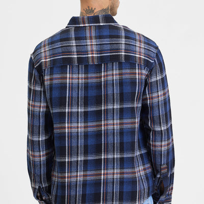 Navy Flannel Checks Relaxed Fit Overshirt