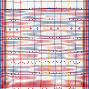 White Handloom Bhujodi Cotton Saree With Checks