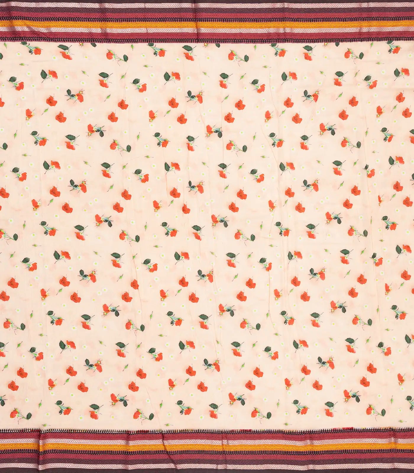 Baby Pink Handloom Chanderi Cotton Saree With Printed Floral Motifs