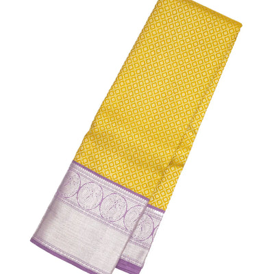 Yellow Handloom Kanchipuram Korvai Silk Saree With Floral Jaal Motifs
