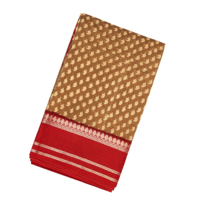 Dark Beige Chanderi Cotton Saree With Printed Mango Motifs
