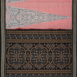 Black Orissa Cotton Saree With Tie & Dye Motifs