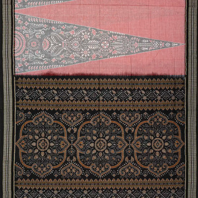 Black Orissa Cotton Saree With Tie & Dye Motifs