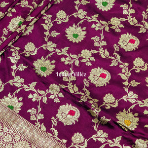 Purple Designer Banarasi Meenakari Katan Silk Saree