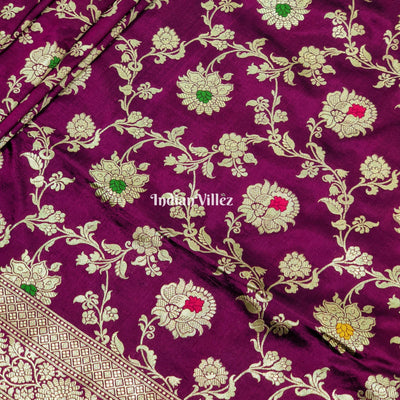 Purple Designer Banarasi Meenakari Katan Silk Saree