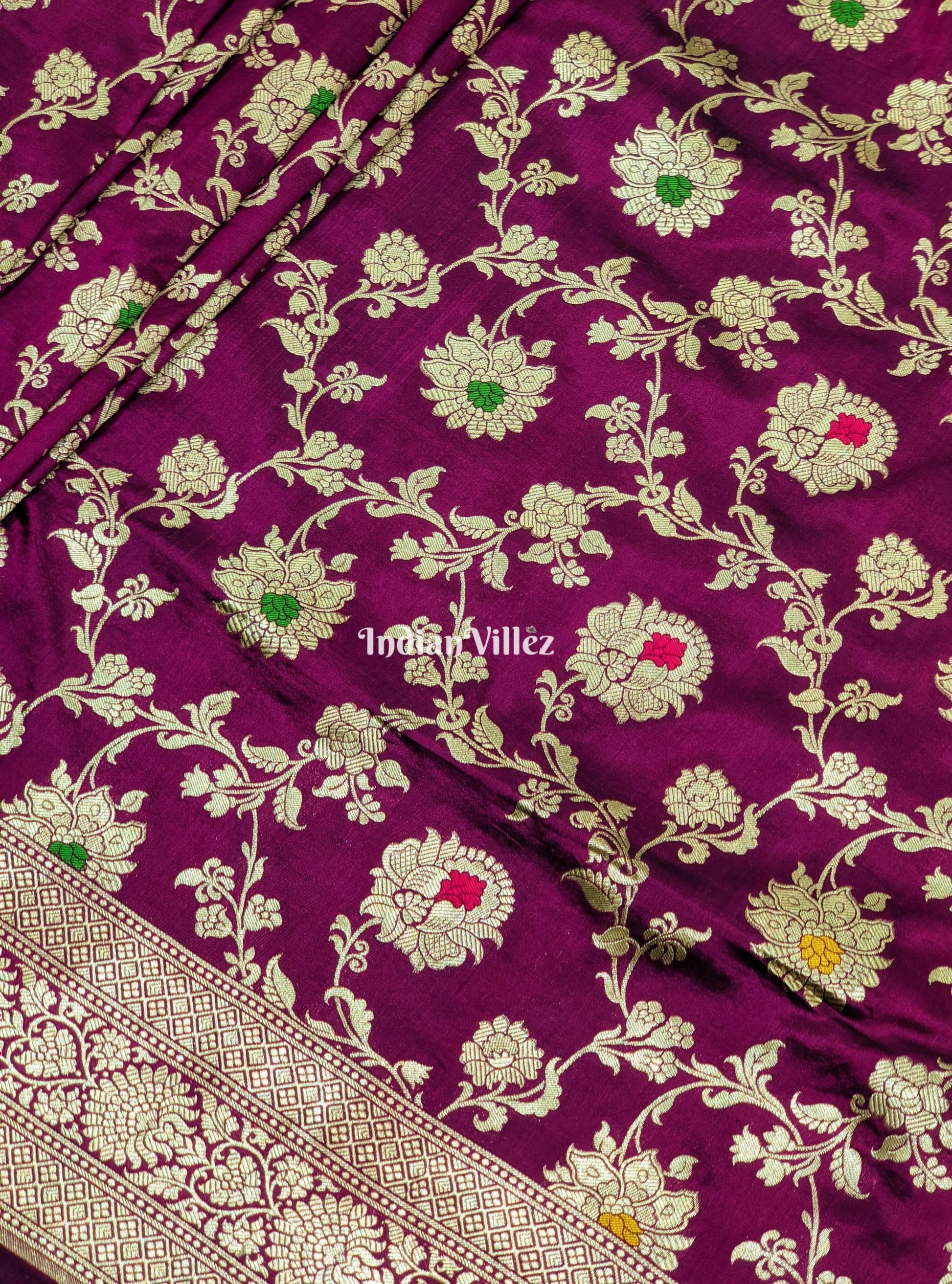 Purple Designer Banarasi Meenakari Katan Silk Saree