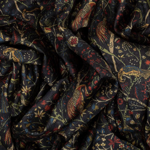 Black Handloom Tussar Silk Saree With Printed With Bird Motifs