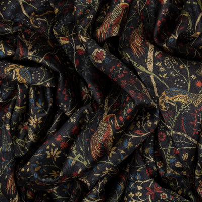 Black Handloom Tussar Silk Saree With Printed With Bird Motifs