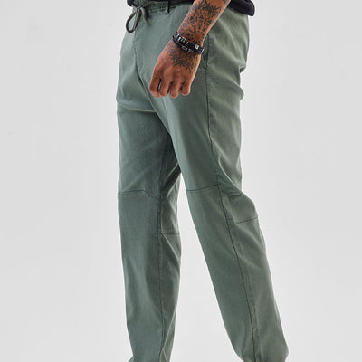 Olive Plain Slim Fit Trousers