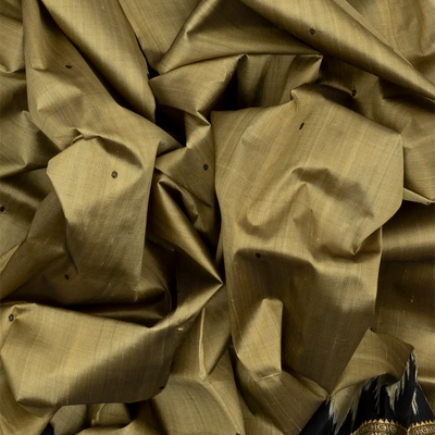 Beige Handloom Orissa Silk Saree With Coin Buttas