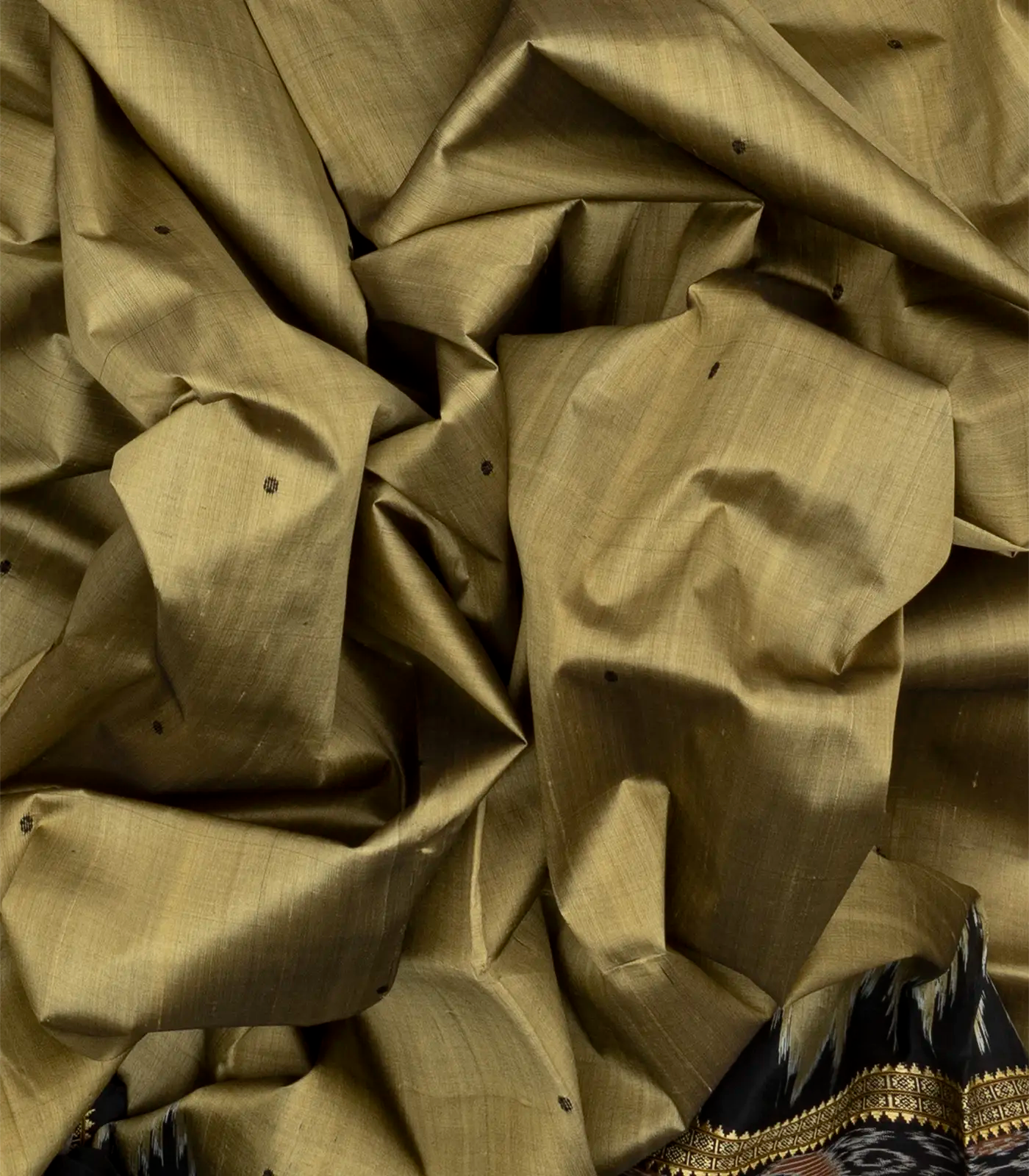 Beige Handloom Orissa Silk Saree With Coin Buttas