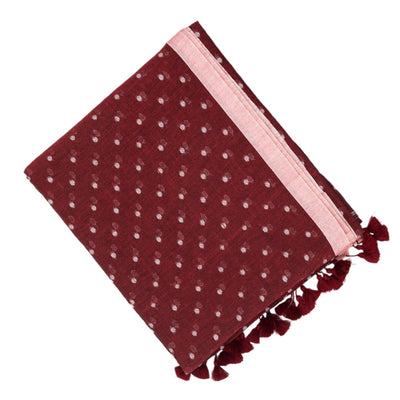 Maroon Bengal Cotton Saree With Coin Motifs