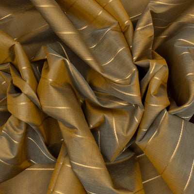 Beige Handloom Silk Cotton Saree With Zari Stripes