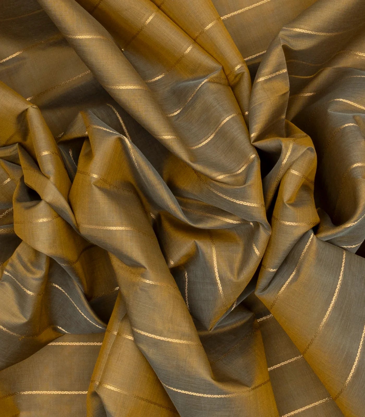 Beige Handloom Silk Cotton Saree With Zari Stripes