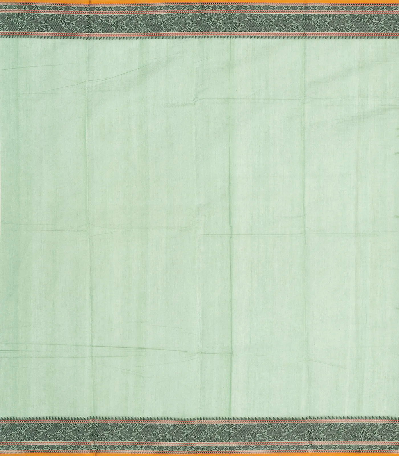 Shadow Green Handloom Kanchi Cotton Saree With Checks & Square Motifs.