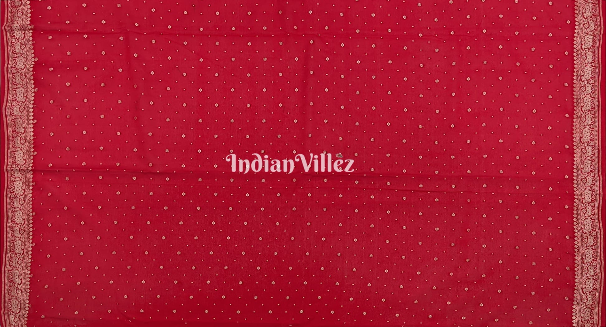 Red Color Bull Motif Banarasi  Khaddi Georgette Shikargah Saree