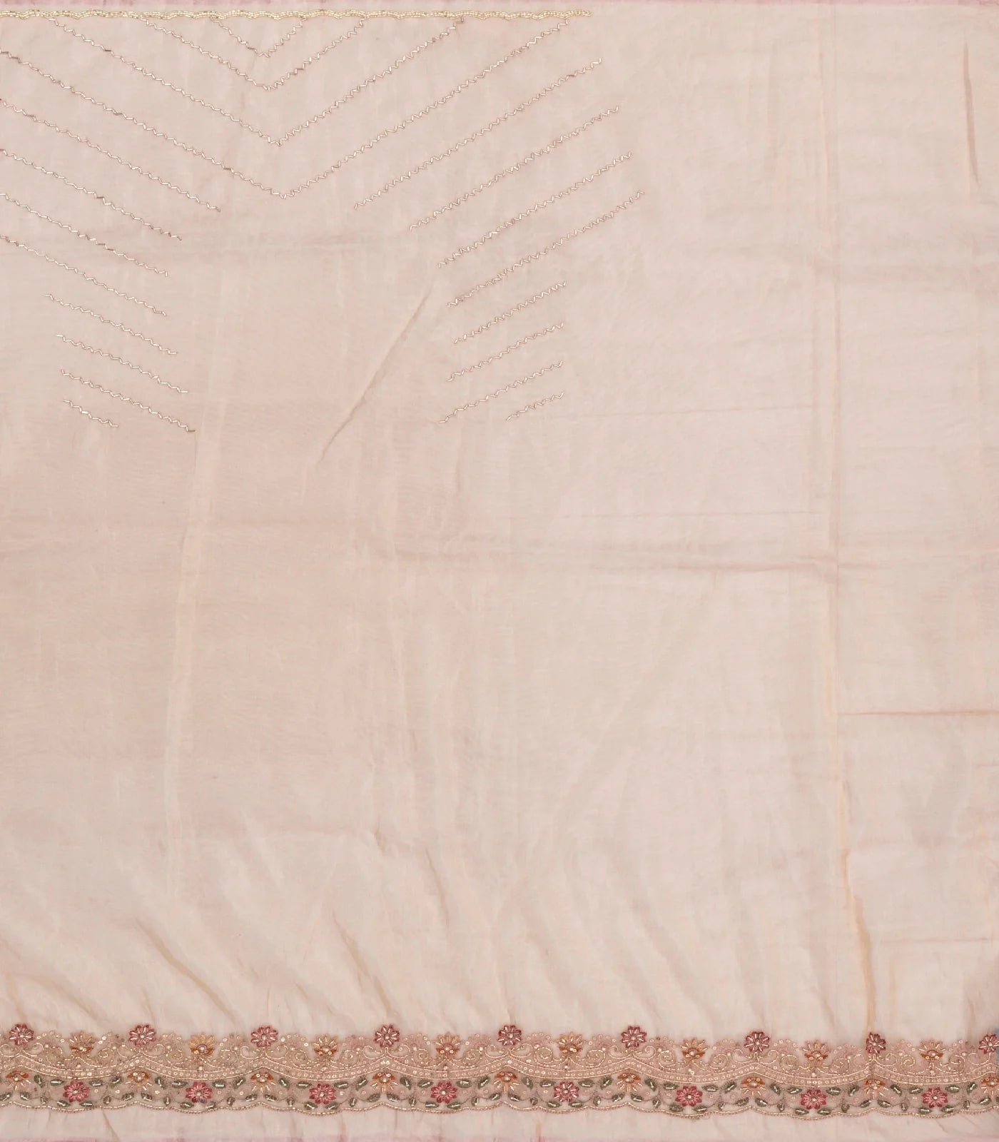 Light Peach Woven Viscose Saree With Embroidered Motifs