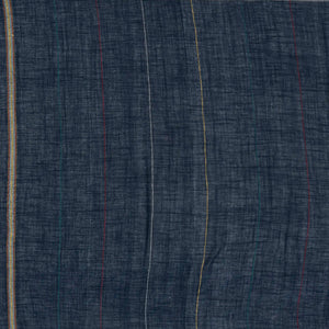 Midnight Blue Handloom Bhujodi Cotton Saree With Multi Stripes