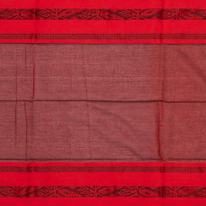 Grey Handloom Bengal Cotton Saree With Red Border