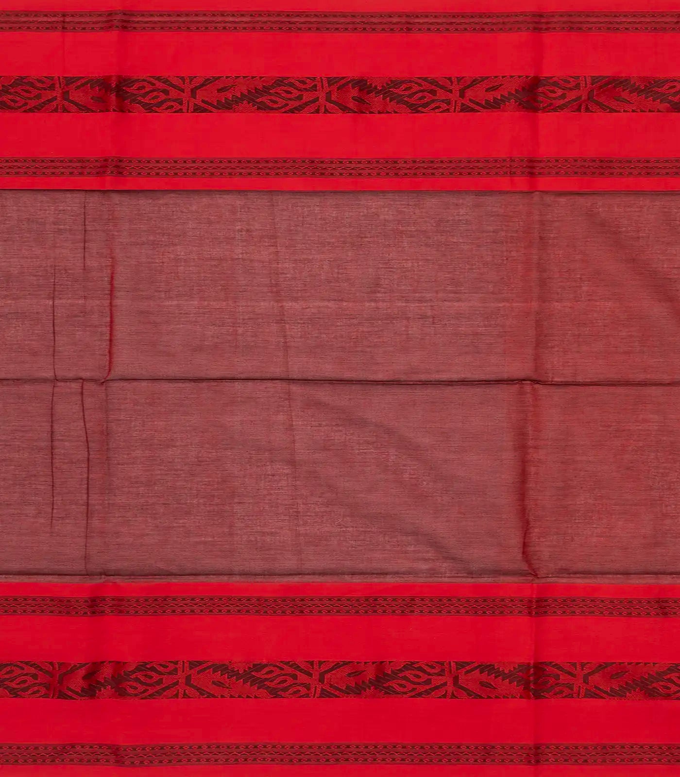 Grey Handloom Bengal Cotton Saree With Red Border