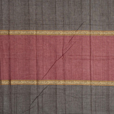 Crimson Handloom Kanchi Cotton Muppagam Saree With Checks & Button Motifs