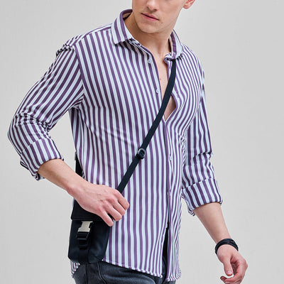 Purple Stripes Slim Fit Shirt