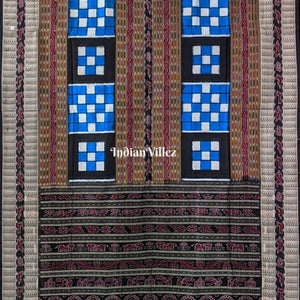 Blue Black Odisha Ikat Pasapali Bichitrapuri Silk Saree