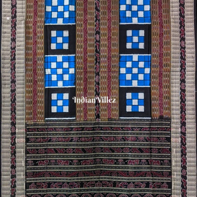 Blue Black Odisha Ikat Pasapali Bichitrapuri Silk Saree